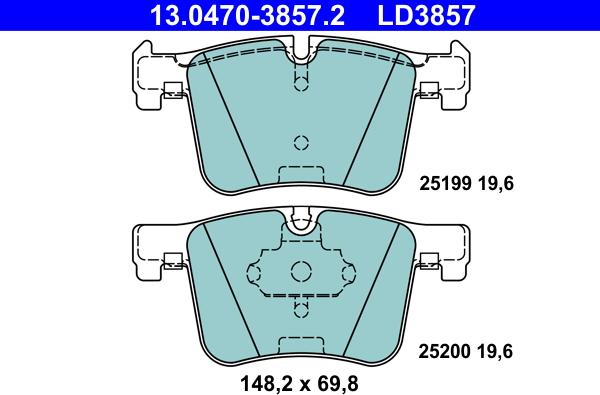 ATE 13.0470-3857.2 - Bremžu uzliku kompl., Disku bremzes www.autospares.lv