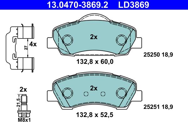 ATE 13.0470-3869.2 - Bremžu uzliku kompl., Disku bremzes www.autospares.lv