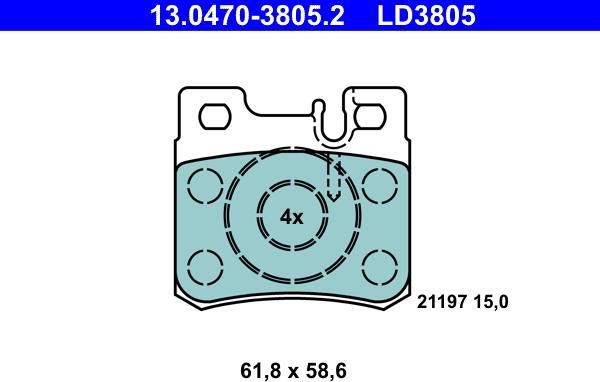 ATE 13.0470-3805.2 - Bremžu uzliku kompl., Disku bremzes www.autospares.lv