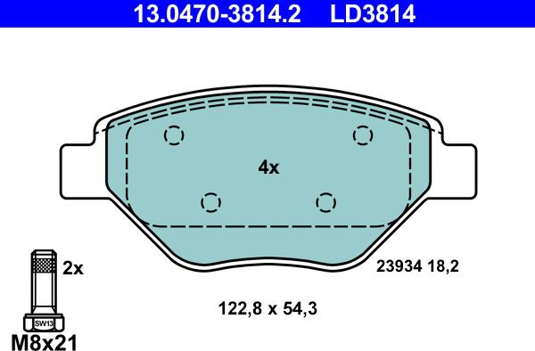 ATE 13.0470-3814.2 - Bremžu uzliku kompl., Disku bremzes www.autospares.lv