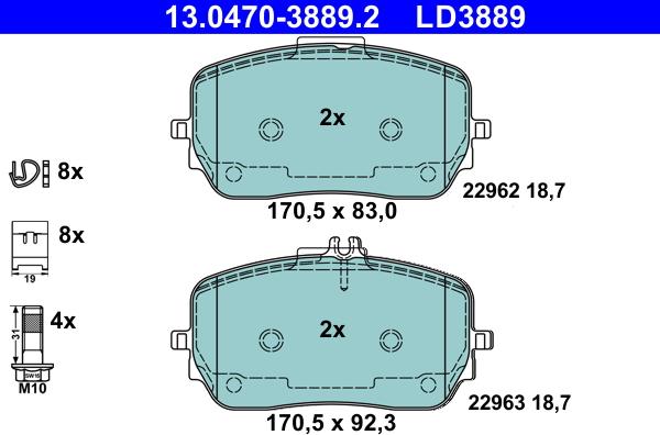 ATE 13.0470-3889.2 - Bremžu uzliku kompl., Disku bremzes www.autospares.lv