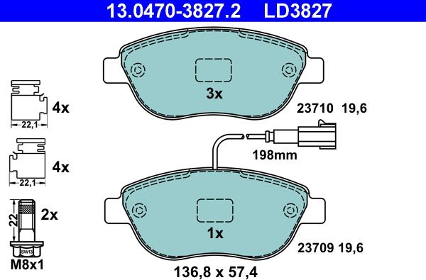 ATE 13.0470-3827.2 - Bremžu uzliku kompl., Disku bremzes www.autospares.lv