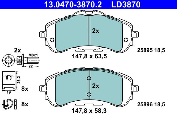 ATE 13.0470-3870.2 - Bremžu uzliku kompl., Disku bremzes www.autospares.lv