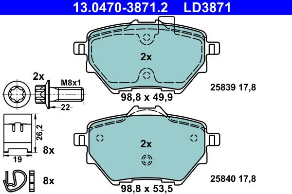 ATE 13.0470-3871.2 - Bremžu uzliku kompl., Disku bremzes www.autospares.lv