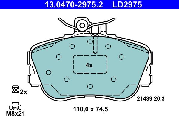 ATE 13.0470-2975.2 - Bremžu uzliku kompl., Disku bremzes www.autospares.lv