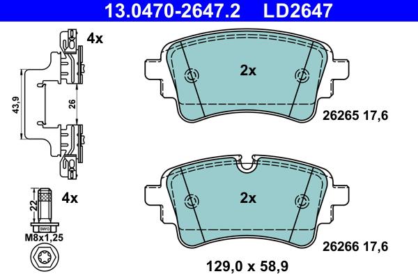 ATE 13.0470-2647.2 - Bremžu uzliku kompl., Disku bremzes autospares.lv