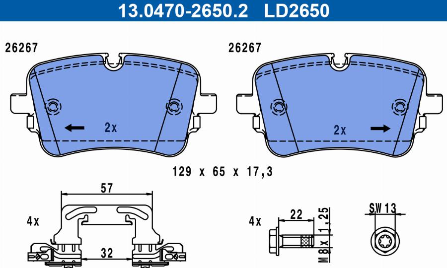 ATE 13.0470-2650.2 - Bremžu uzliku kompl., Disku bremzes www.autospares.lv