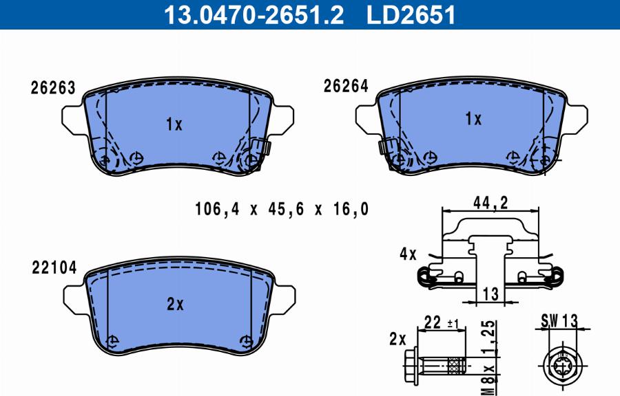 ATE 13.0470-2651.2 - Bremžu uzliku kompl., Disku bremzes www.autospares.lv