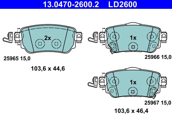 ATE 13.0470-2600.2 - Bremžu uzliku kompl., Disku bremzes www.autospares.lv