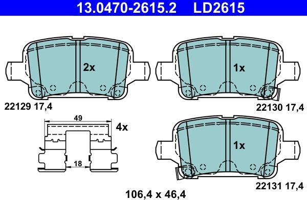 ATE 13.0470-2615.2 - Bremžu uzliku kompl., Disku bremzes autospares.lv