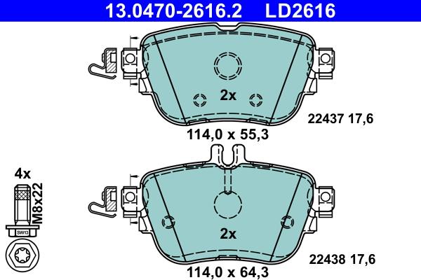 ATE 13.0470-2616.2 - Bremžu uzliku kompl., Disku bremzes www.autospares.lv