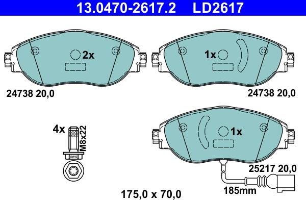 ATE 13.0470-2617.2 - Bremžu uzliku kompl., Disku bremzes autospares.lv