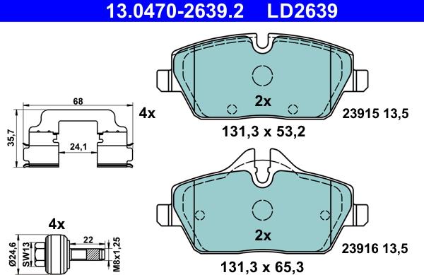 ATE 13.0470-2639.2 - Bremžu uzliku kompl., Disku bremzes autospares.lv