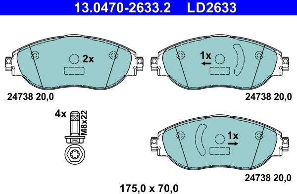 ATE 13.0470-2633.2 - Bremžu uzliku kompl., Disku bremzes autospares.lv