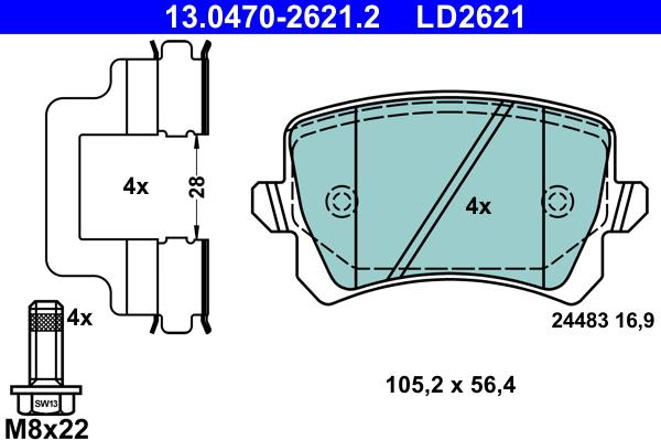 ATE 13.0470-2621.2 - Bremžu uzliku kompl., Disku bremzes autospares.lv