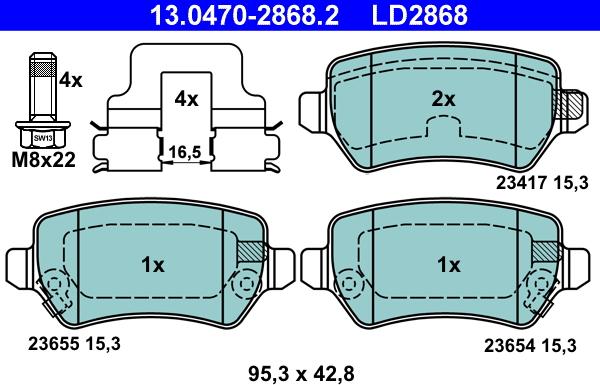 ATE 13.0470-2868.2 - Bremžu uzliku kompl., Disku bremzes www.autospares.lv