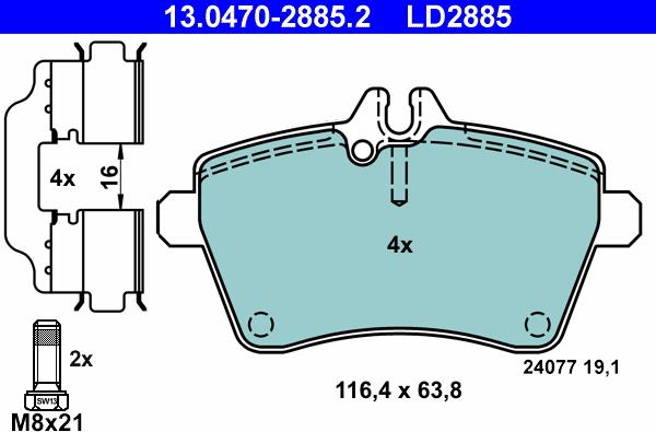 ATE 13.0470-2885.2 - Bremžu uzliku kompl., Disku bremzes www.autospares.lv