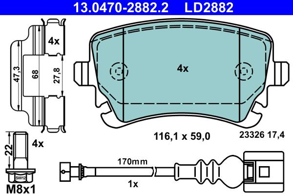 ATE 13.0470-2882.2 - Bremžu uzliku kompl., Disku bremzes www.autospares.lv