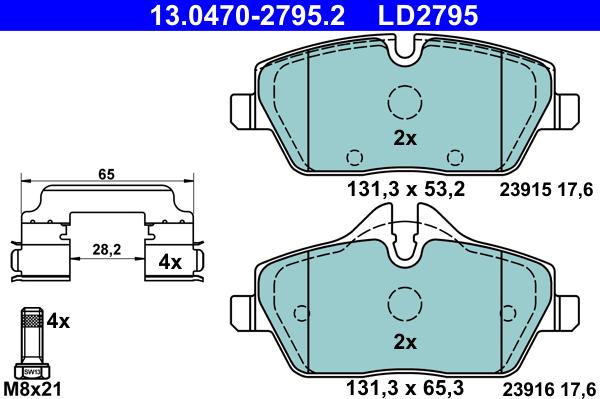 ATE 13.0470-2795.2 - Bremžu uzliku kompl., Disku bremzes www.autospares.lv