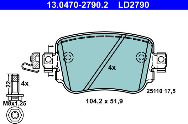 ATE 13.0470-2790.2 - Bremžu uzliku kompl., Disku bremzes autospares.lv