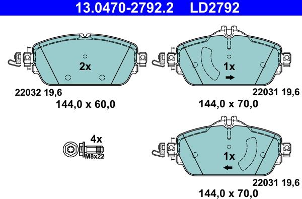 ATE 13.0470-2792.2 - Brake Pad Set, disc brake www.autospares.lv