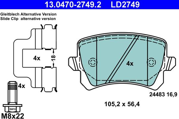 ATE 13.0470-2749.2 - Bremžu uzliku kompl., Disku bremzes www.autospares.lv