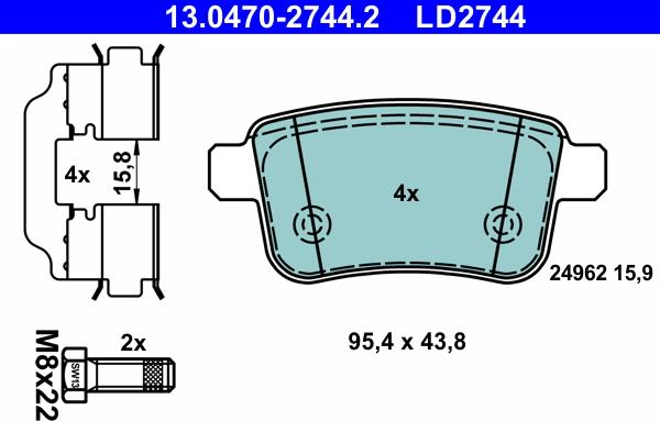 ATE 13.0470-2744.2 - Bremžu uzliku kompl., Disku bremzes www.autospares.lv