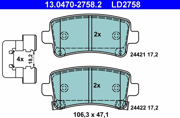 ATE 13.0470-2758.2 - Bremžu uzliku kompl., Disku bremzes www.autospares.lv