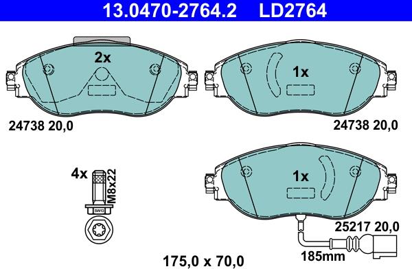 ATE 13.0470-2764.2 - Bremžu uzliku kompl., Disku bremzes www.autospares.lv