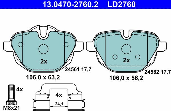 ATE 13.0470-2760.2 - Bremžu uzliku kompl., Disku bremzes autospares.lv