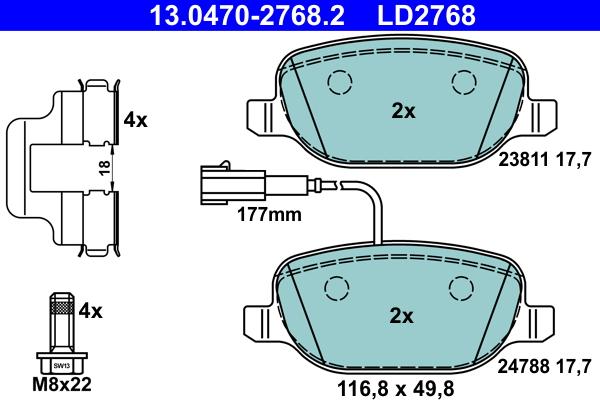 ATE 13.0470-2768.2 - Bremžu uzliku kompl., Disku bremzes www.autospares.lv