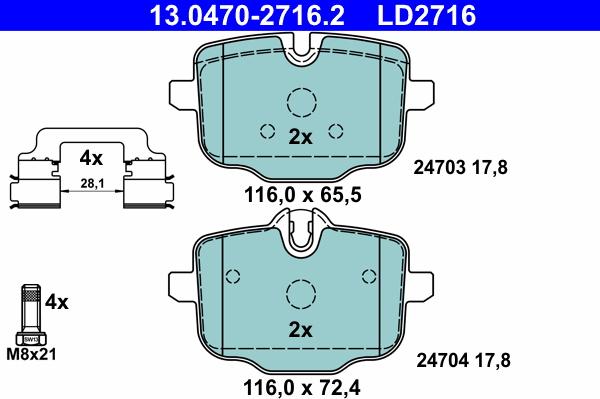 ATE 13.0470-2716.2 - Bremžu uzliku kompl., Disku bremzes autospares.lv