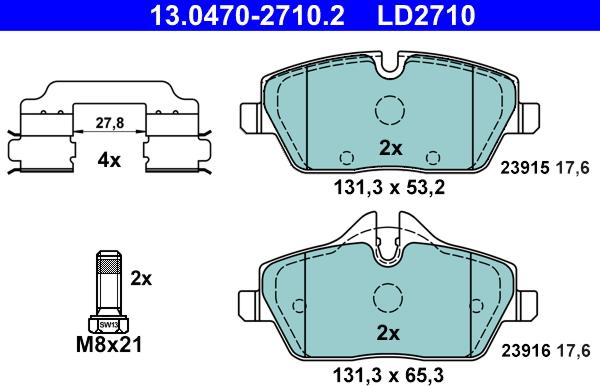 ATE 13.0470-2710.2 - Bremžu uzliku kompl., Disku bremzes www.autospares.lv