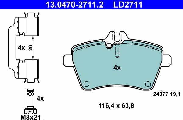 ATE 13.0470-2711.2 - Bremžu uzliku kompl., Disku bremzes www.autospares.lv