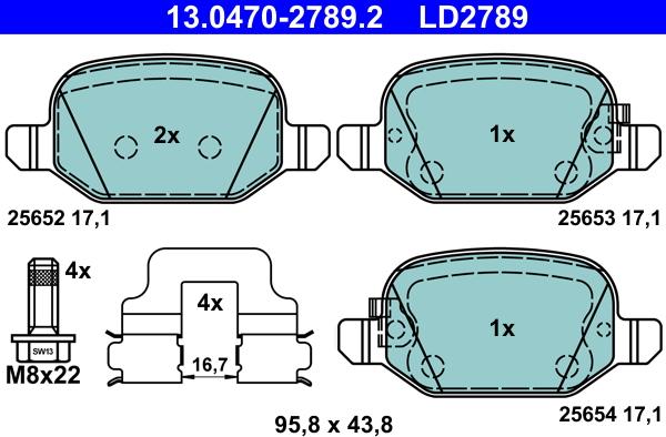 ATE 13.0470-2789.2 - Bremžu uzliku kompl., Disku bremzes www.autospares.lv