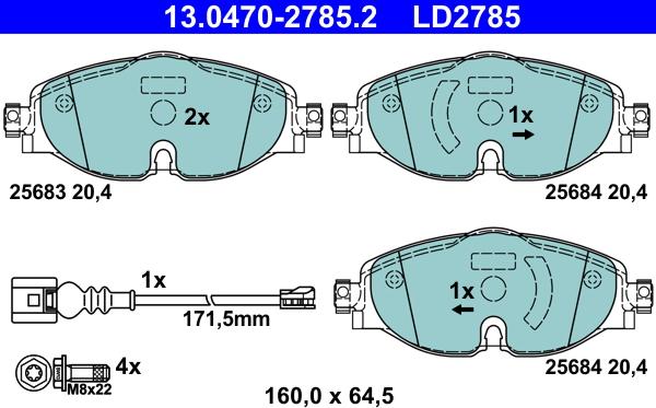 ATE 13.0470-2785.2 - Bremžu uzliku kompl., Disku bremzes autospares.lv