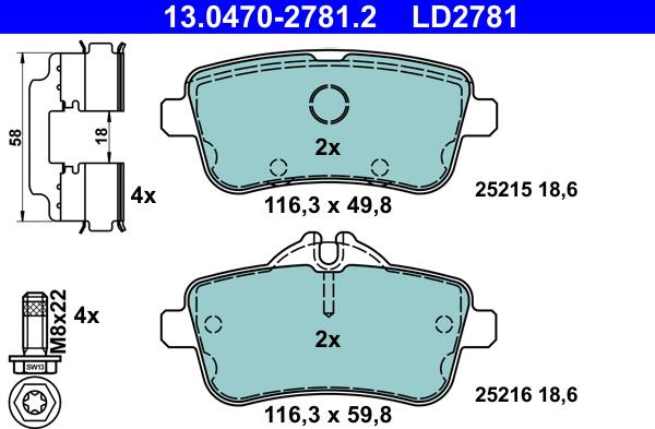 ATE 13.0470-2781.2 - Bremžu uzliku kompl., Disku bremzes autospares.lv