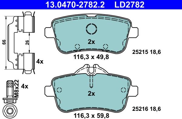 ATE 13.0470-2782.2 - Bremžu uzliku kompl., Disku bremzes autospares.lv