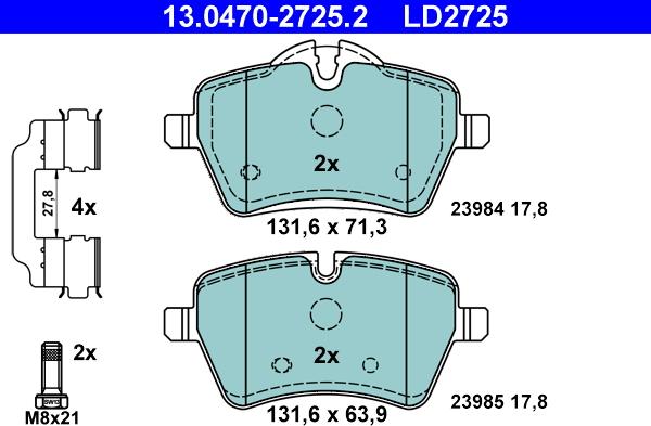 ATE 13.0470-2725.2 - Bremžu uzliku kompl., Disku bremzes www.autospares.lv