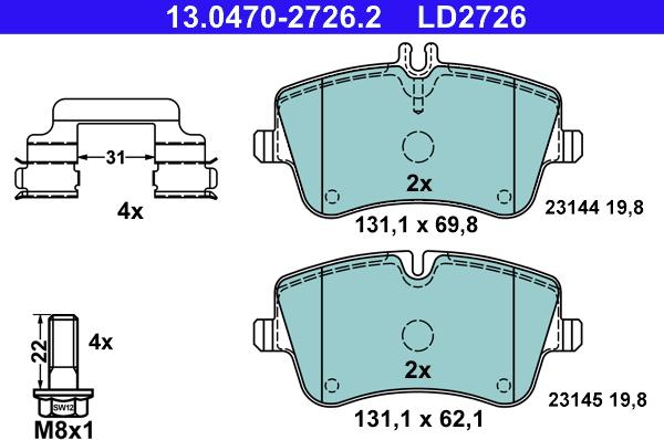 ATE 13.0470-2726.2 - Bremžu uzliku kompl., Disku bremzes autospares.lv