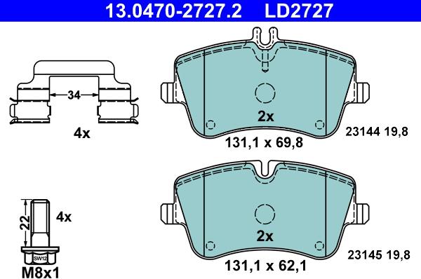 ATE 13.0470-2727.2 - Bremžu uzliku kompl., Disku bremzes autospares.lv