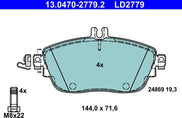 ATE 13.0470-2779.2 - Bremžu uzliku kompl., Disku bremzes www.autospares.lv