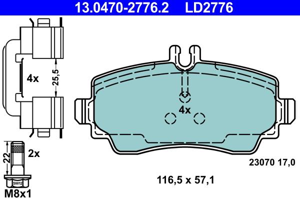 ATE 13.0470-2776.2 - Bremžu uzliku kompl., Disku bremzes autospares.lv