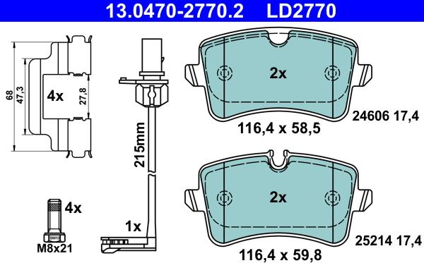 ATE 13.0470-2770.2 - Bremžu uzliku kompl., Disku bremzes autospares.lv