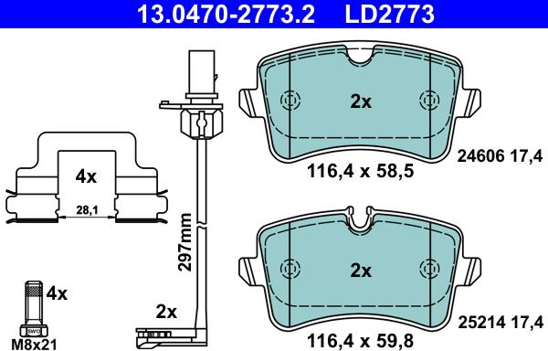 ATE 13.0470-2773.2 - Brake Pad Set, disc brake www.autospares.lv