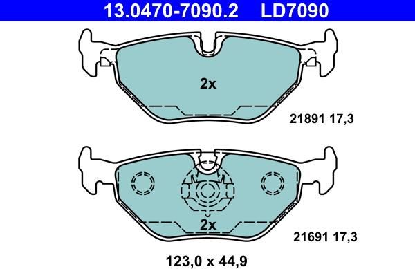 ATE 13.0470-7090.2 - Brake Pad Set, disc brake www.autospares.lv