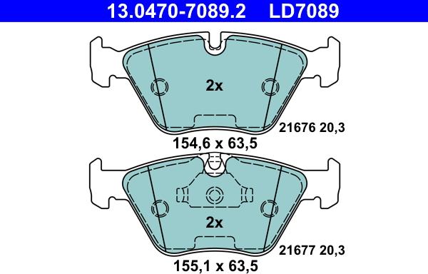 ATE 13.0470-7089.2 - Тормозные колодки, дисковые, комплект www.autospares.lv