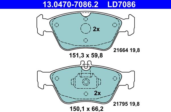 ATE 13.0470-7086.2 - Bremžu uzliku kompl., Disku bremzes www.autospares.lv