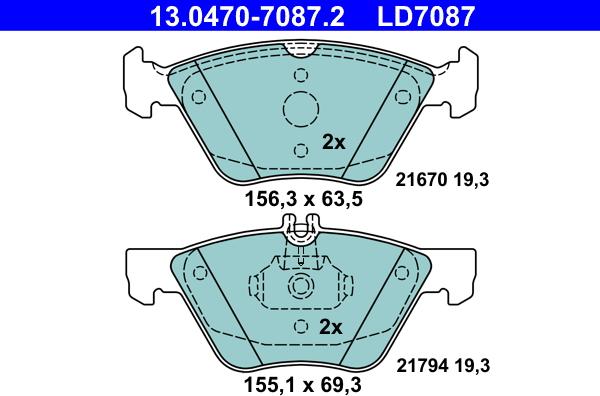 ATE 13.0470-7087.2 - Bremžu uzliku kompl., Disku bremzes www.autospares.lv