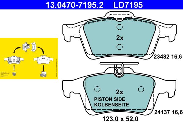 ATE 13.0470-7195.2 - Bremžu uzliku kompl., Disku bremzes autospares.lv